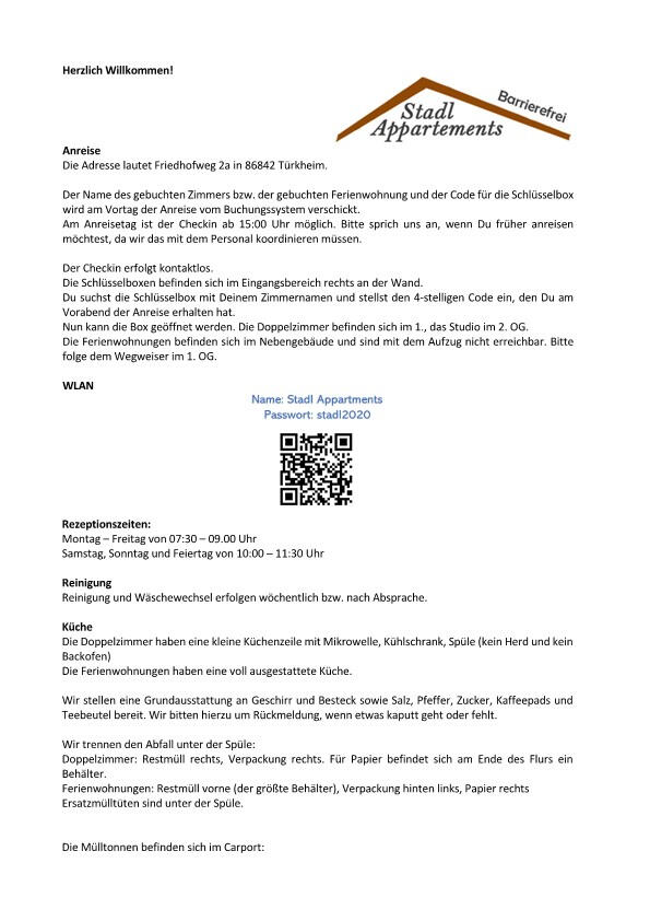 Infosheet Stadl Appartements